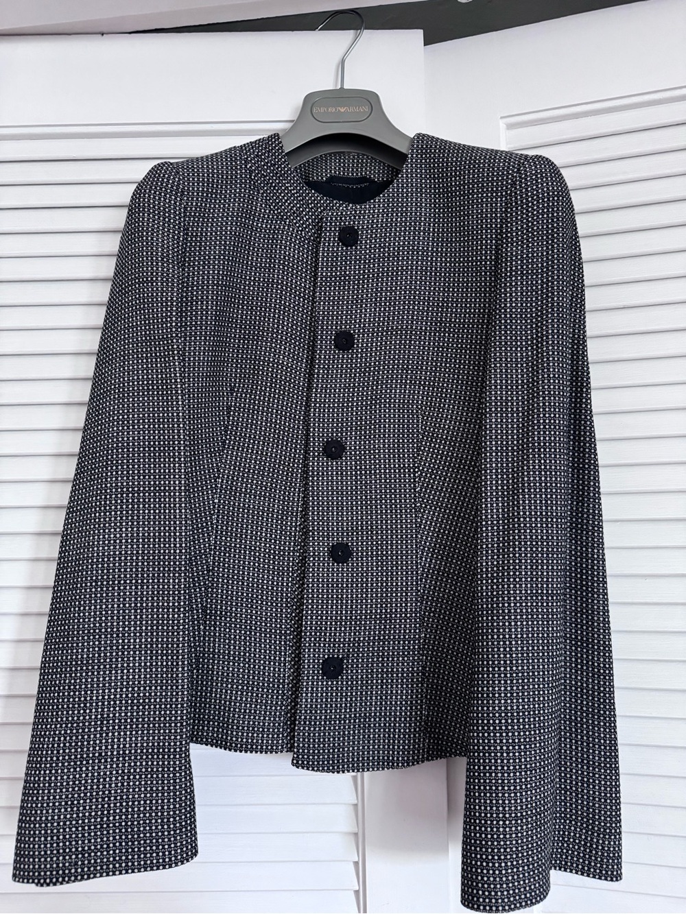 Emporio Armani Vintage Women’s Black & White Patterned Button-Front Jacket